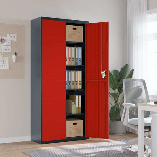 vidaXL File Cabinet Anthracite and Red 90x40x200 cm Steel