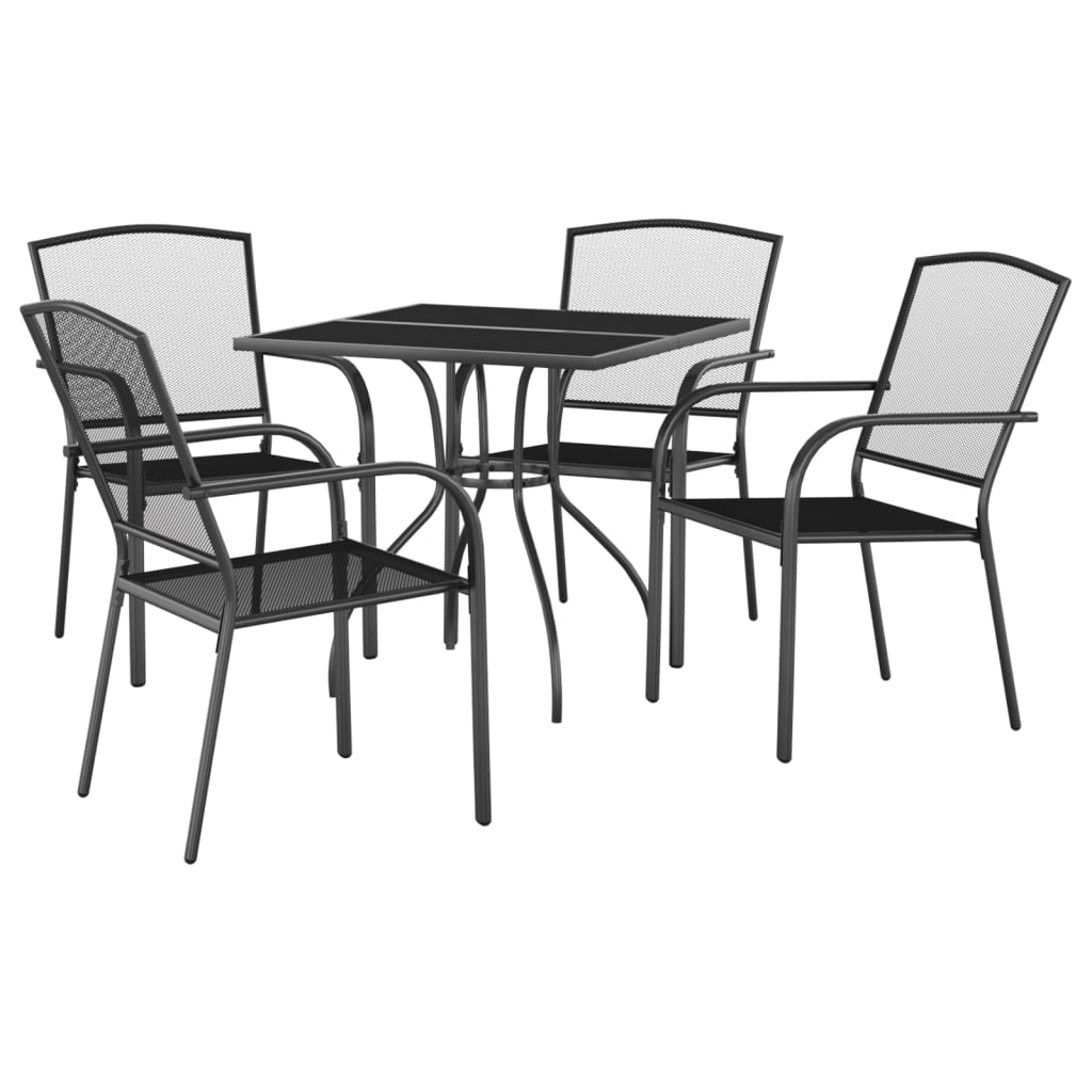 vidaXL 5 Piece Garden Dining Set Anthracite Steel