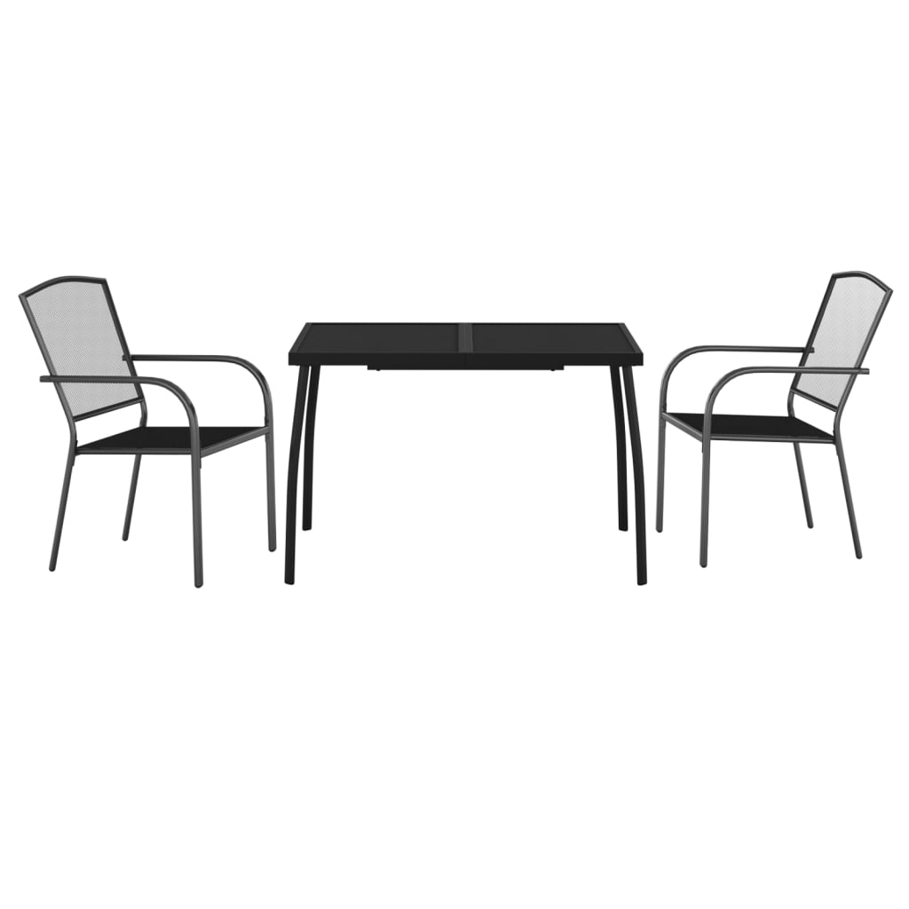 Garden Dining Set | Anthracite | Powder-Coated Steel | Medium | Stackable