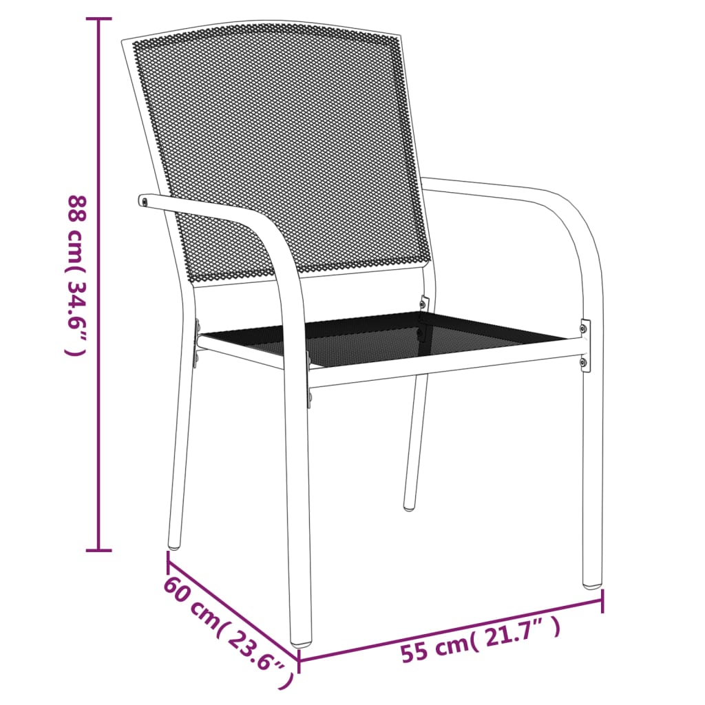 Garden Dining Set | Anthracite | Powder-Coated Steel | Medium | Stackable