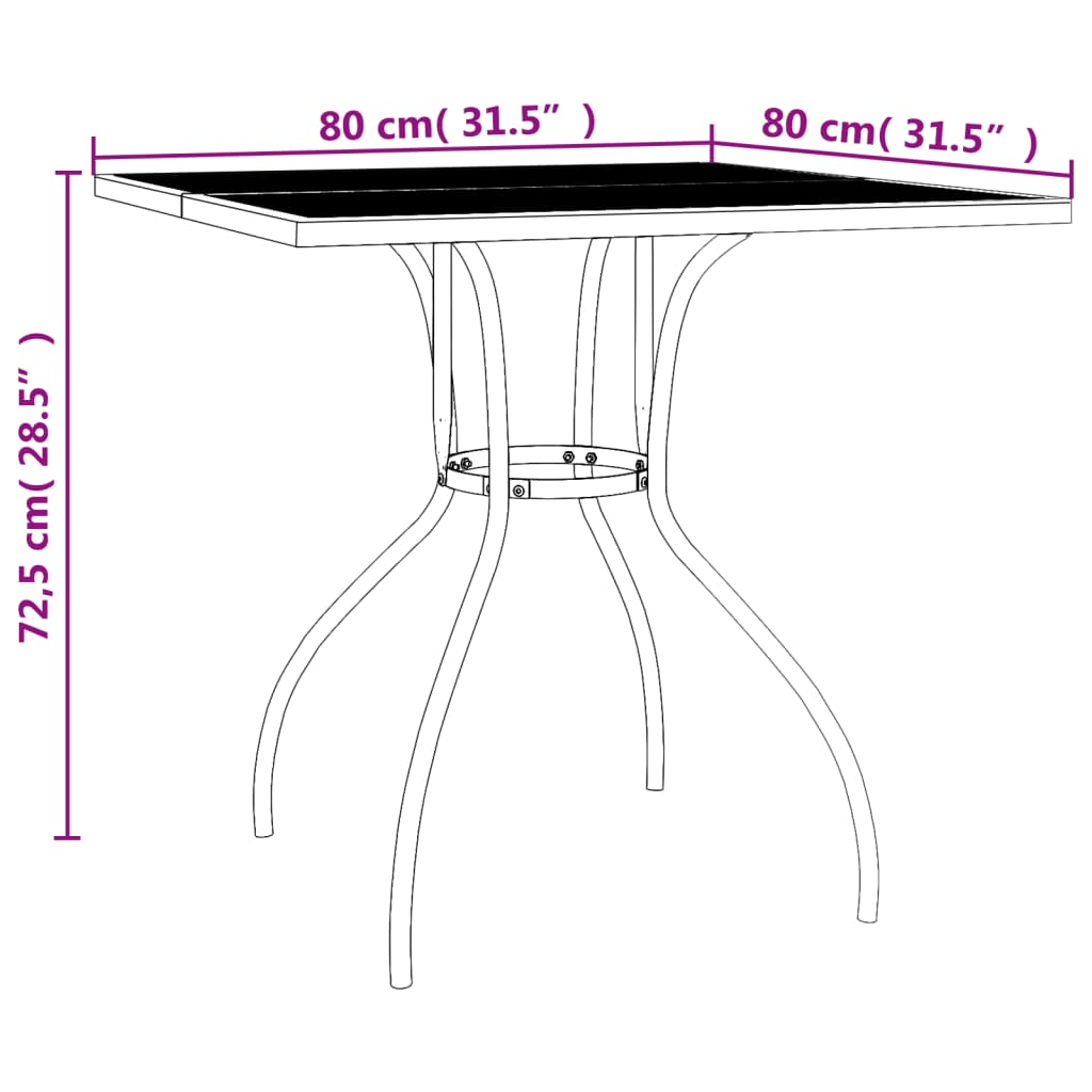 Garden Dining Set | Anthracite | Steel | Medium | Foldable