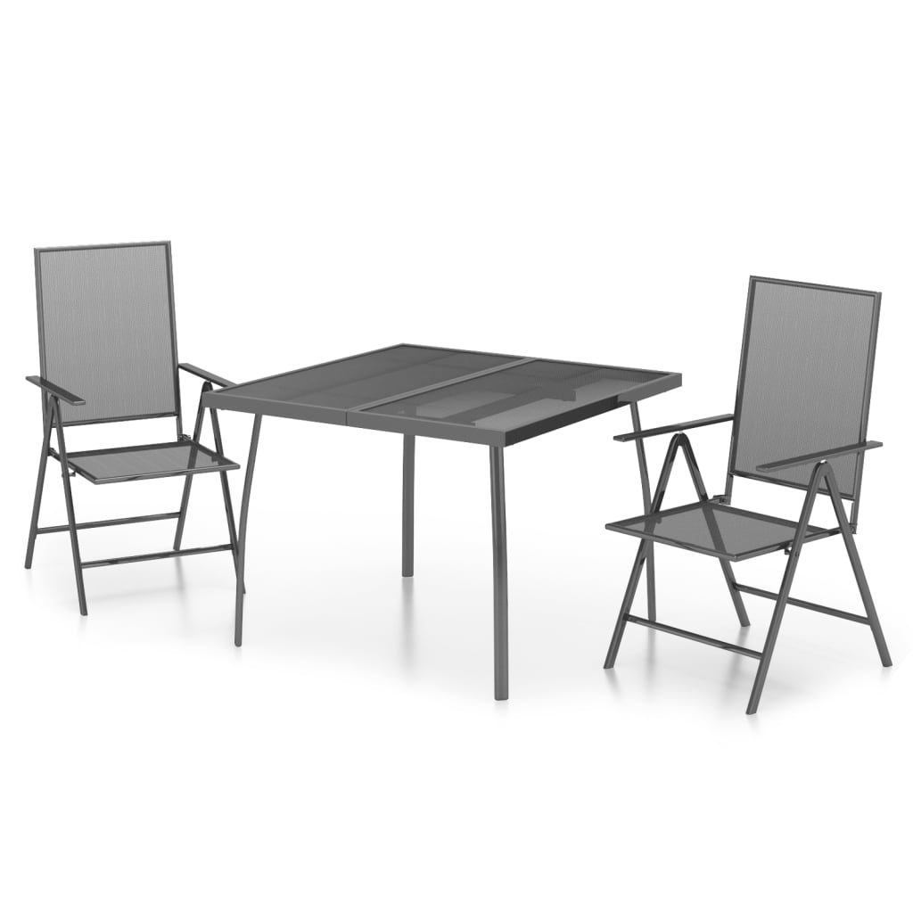 vidaXL 3 Piece Garden Dining Set Anthracite Steel