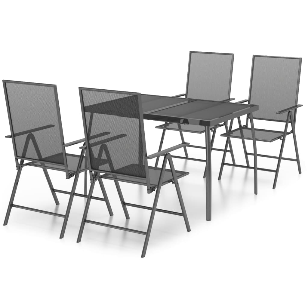Garden Dining Set | Anthracite | Steel | Large |  Foldable