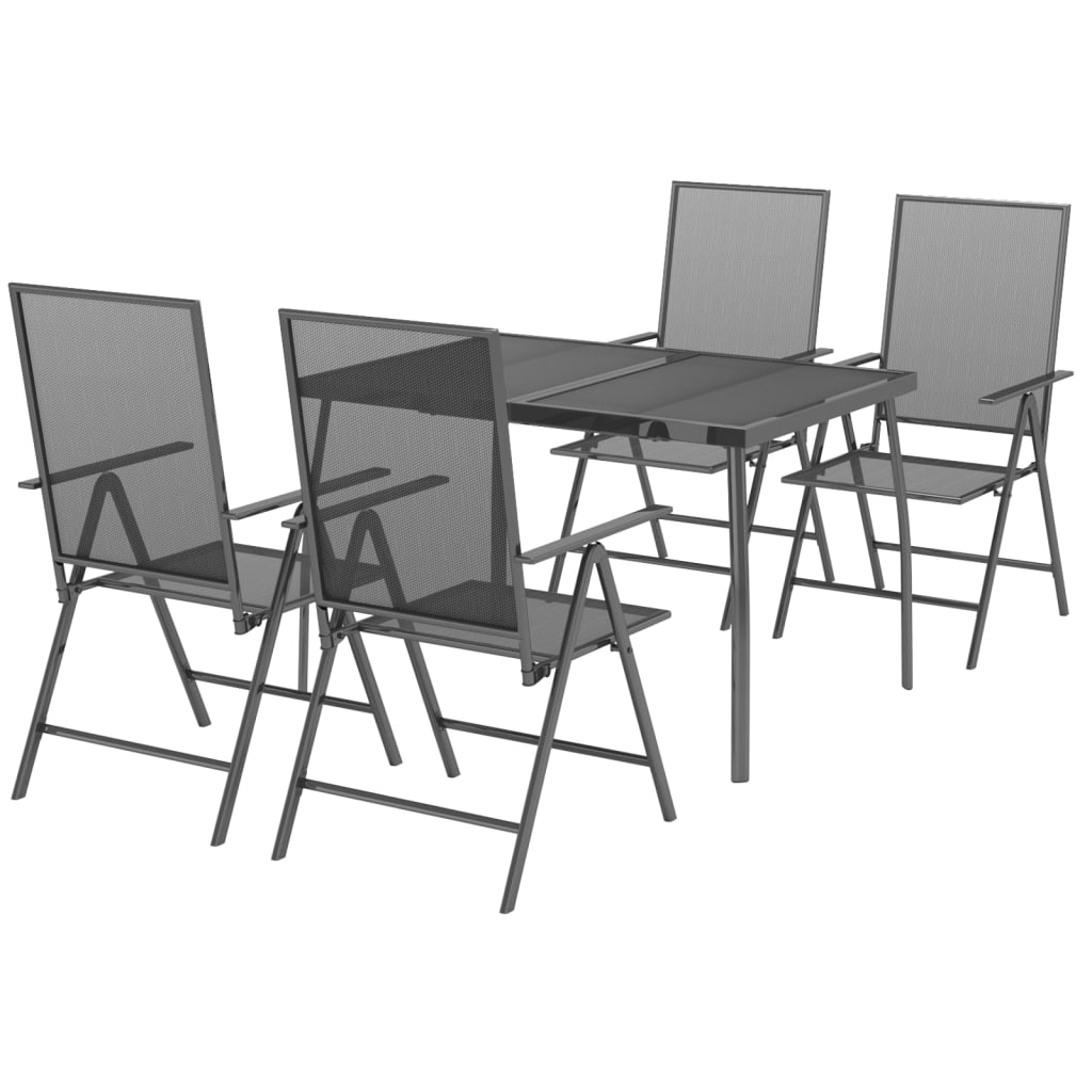 Garden Dining Set | Anthracite | Steel | Large |  Foldable