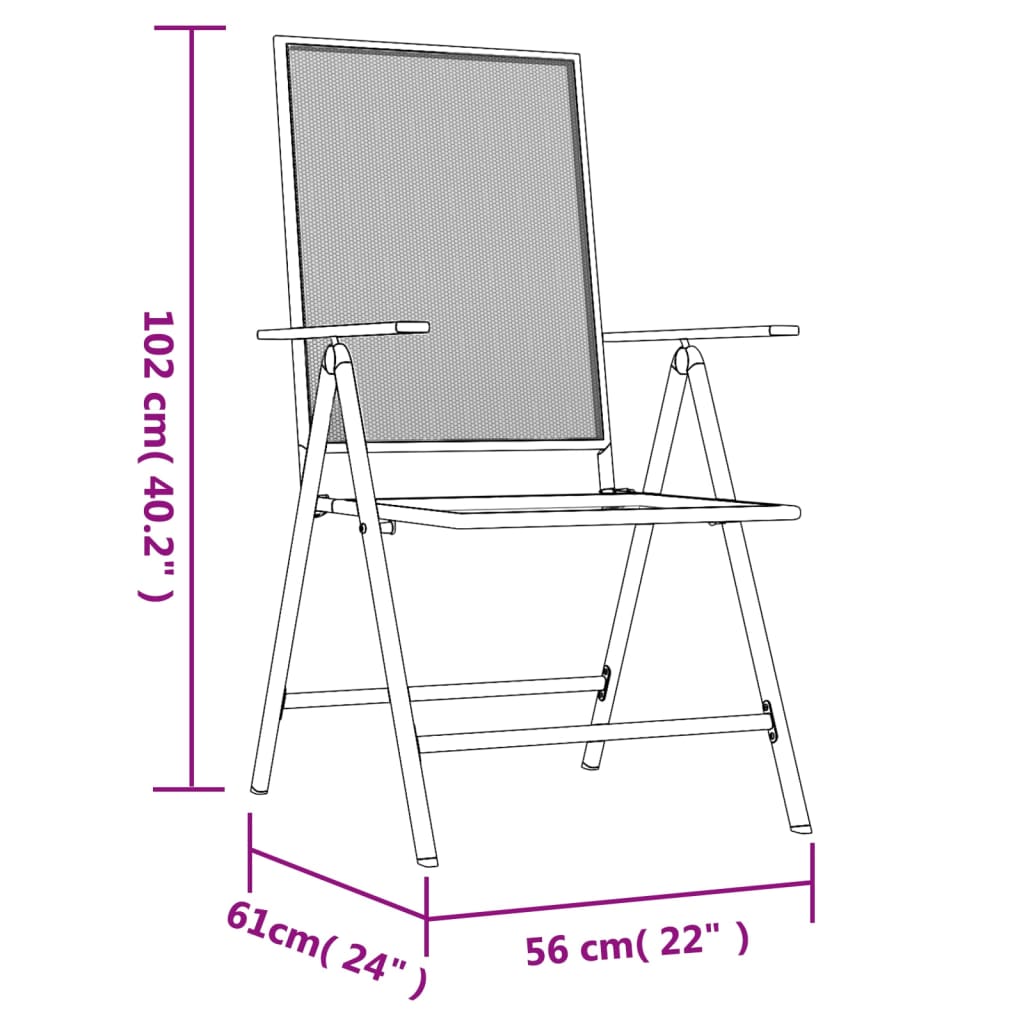Garden Dining Set | Anthracite | Steel | Large |  Foldable