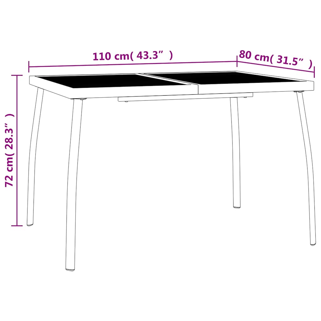 Garden Dining Set | Anthracite | Powder-Coated Steel | Medium | Foldable