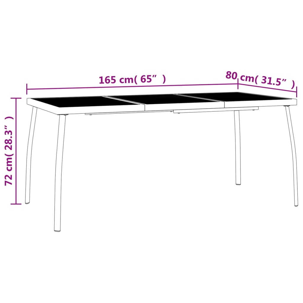 Garden Dining Set | Anthracite | Steel | 7-piece set