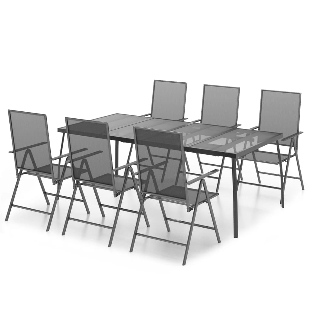 Garden Dining Set | Anthracite | Powder-Coated Steel | 200 x 100 x 72 cm