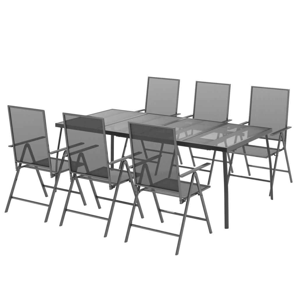 Garden Dining Set | Anthracite | Powder-Coated Steel | 200 x 100 x 72 cm