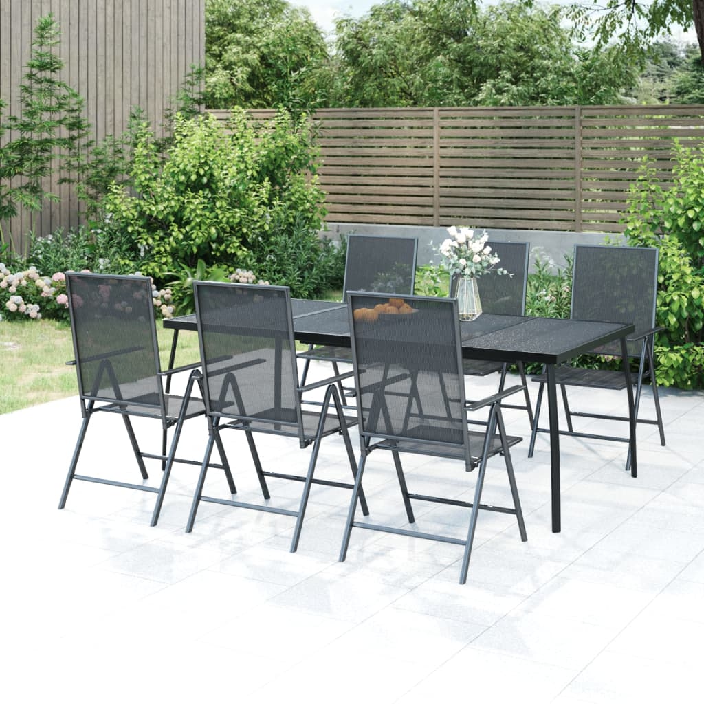 Garden Dining Set | Anthracite | Powder-Coated Steel | 200 x 100 x 72 cm
