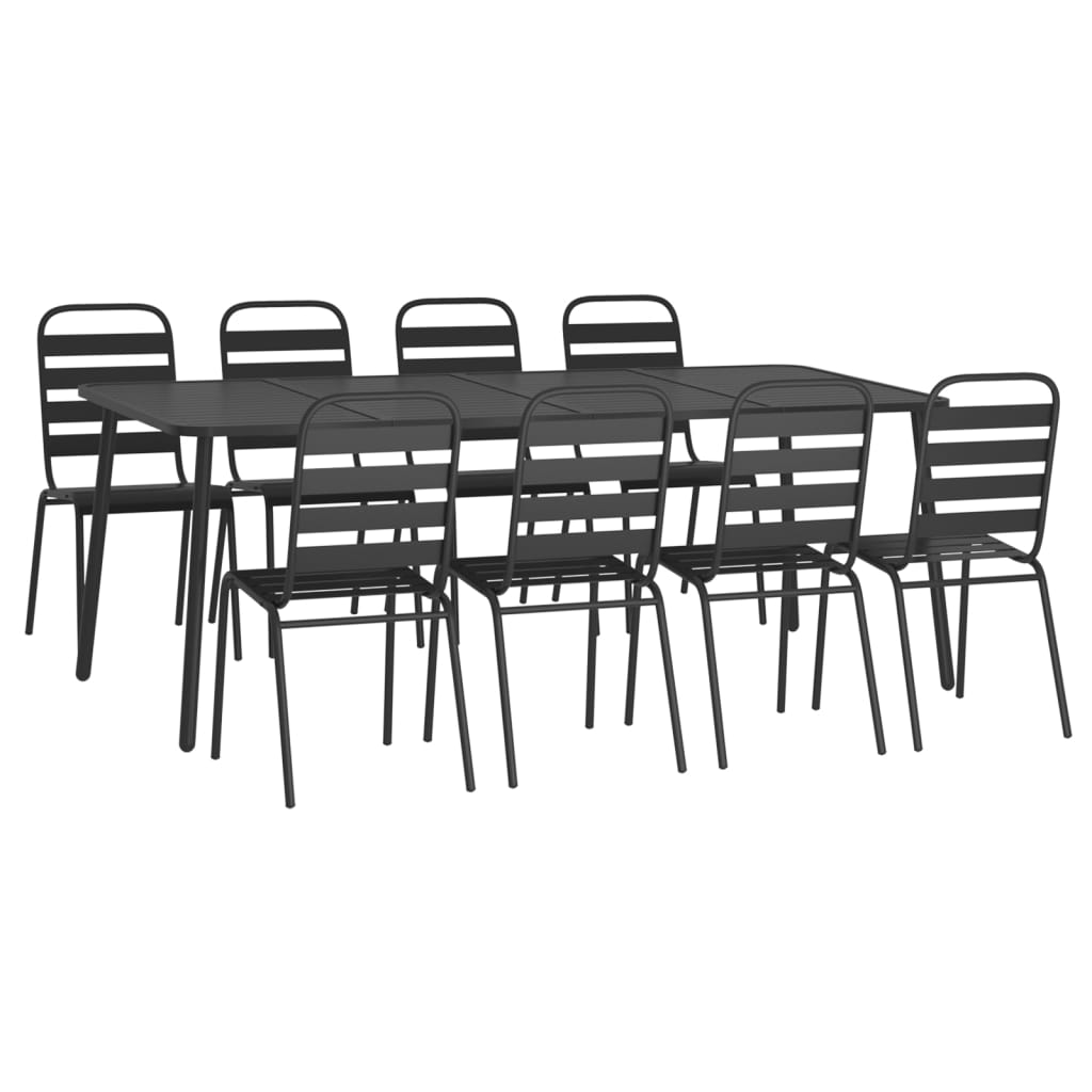 Garden Dining Set | Anthracite | Steel | Large | Stackable