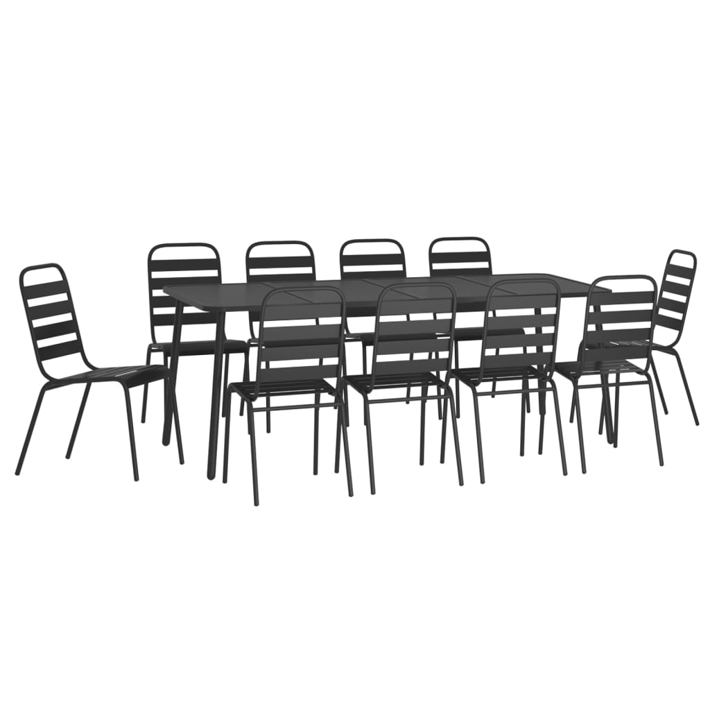 Garden Dining Set | Anthracite | Powder-Coated Steel | Large | Stackable