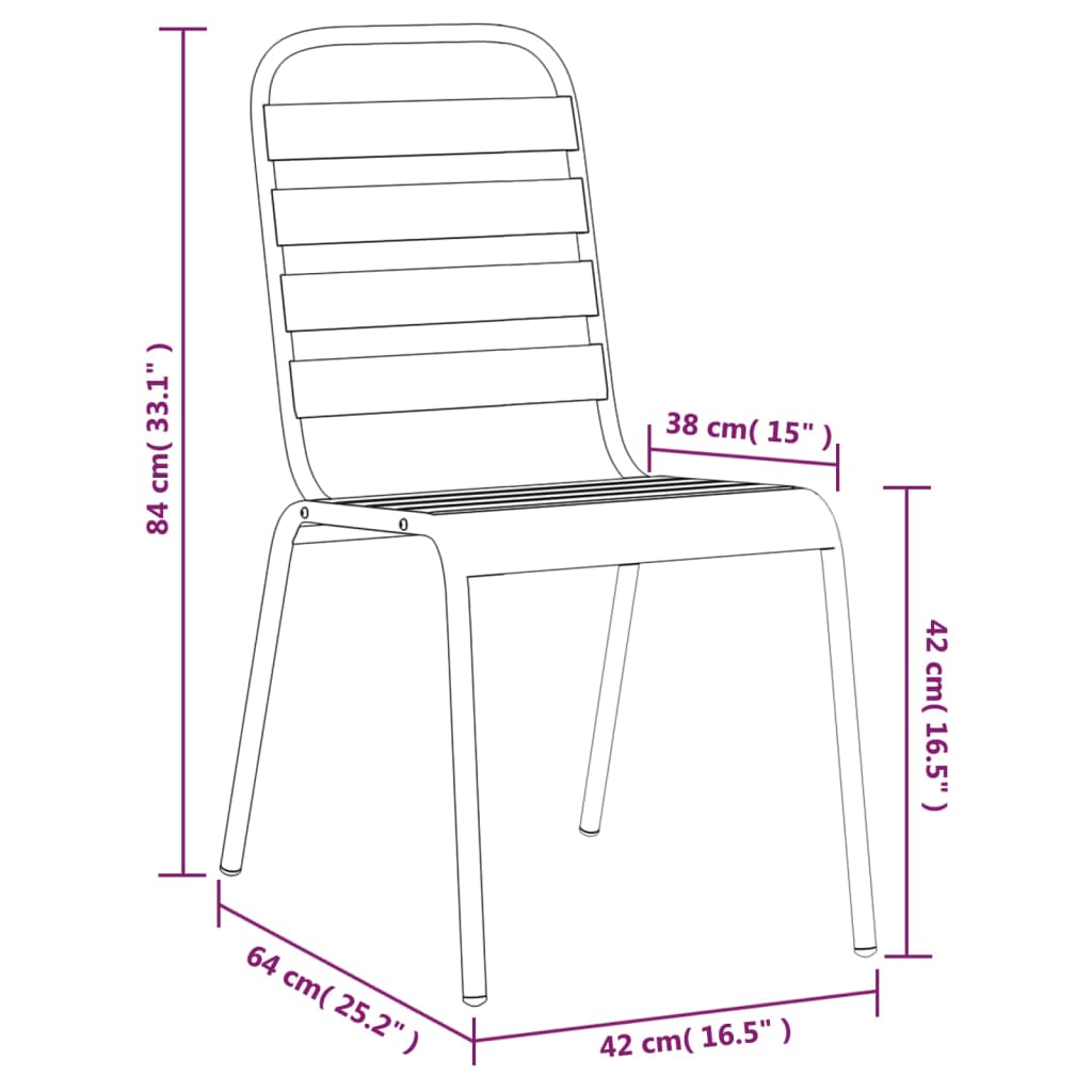 Garden Dining Set | Anthracite | Powder-Coated Steel | Large | Stackable