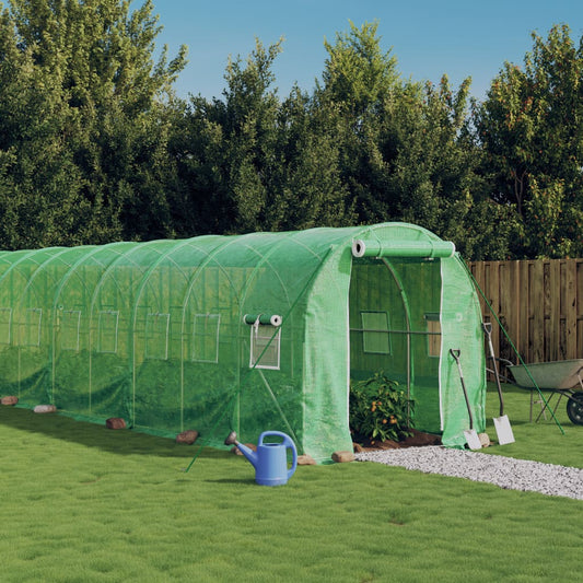 vidaXL Greenhouse with Steel Frame Green 24 m² 12x2x2 m