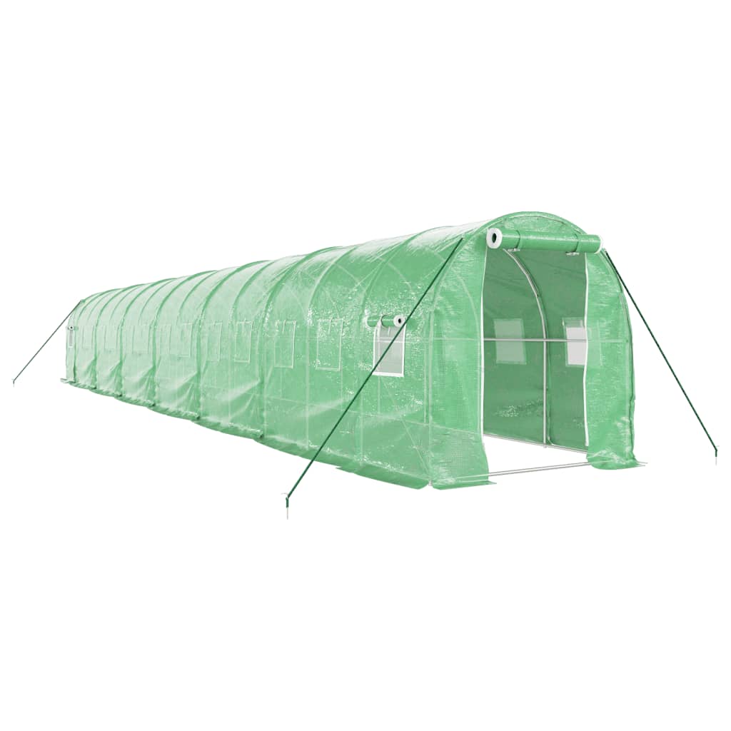 vidaXL Greenhouse with Steel Frame Green 28 m² 14x2x2 m