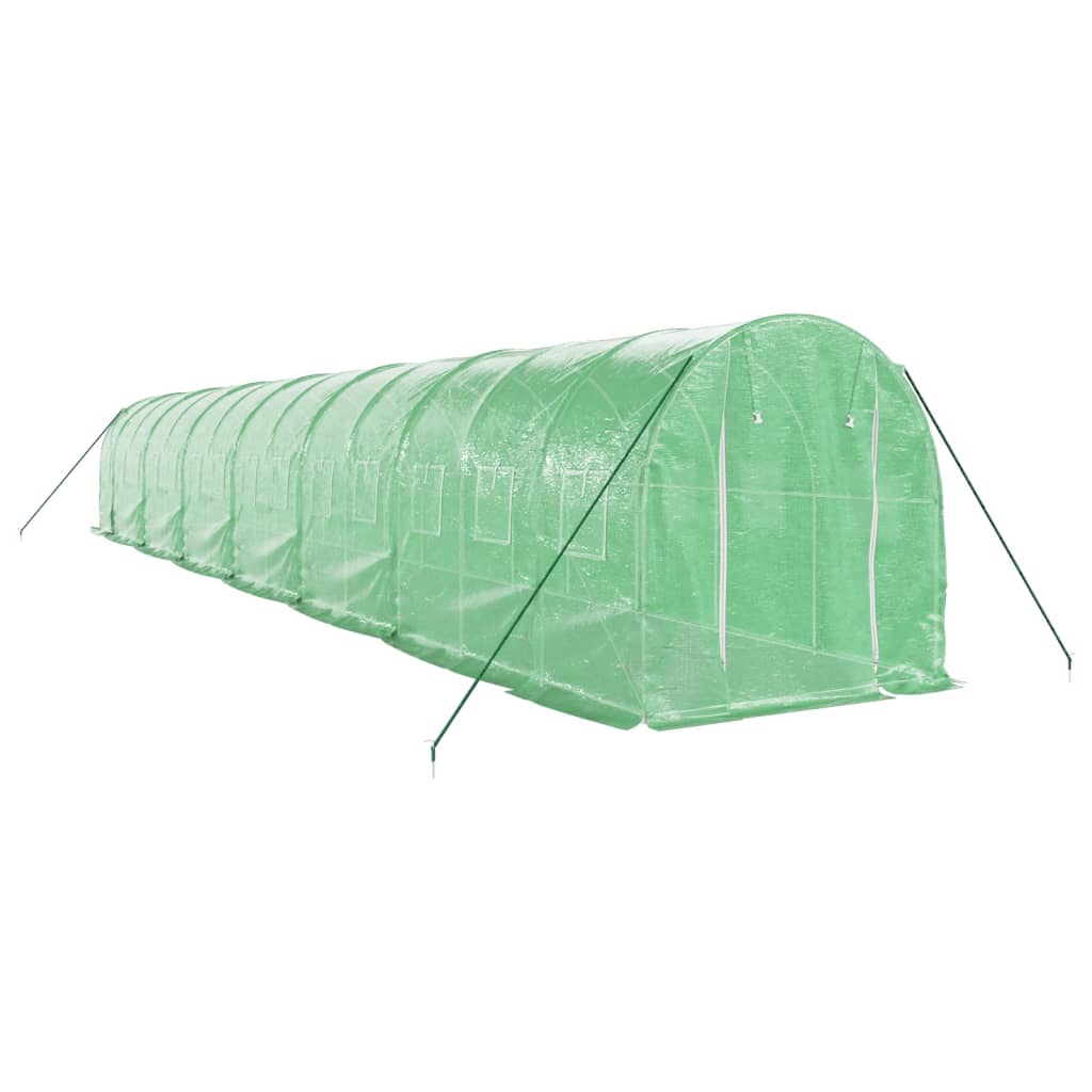 vidaXL Greenhouse with Steel Frame Green 28 m² 14x2x2 m