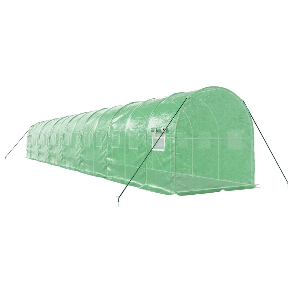 vidaXL Greenhouse with Steel Frame Green 28 m² 14x2x2 m