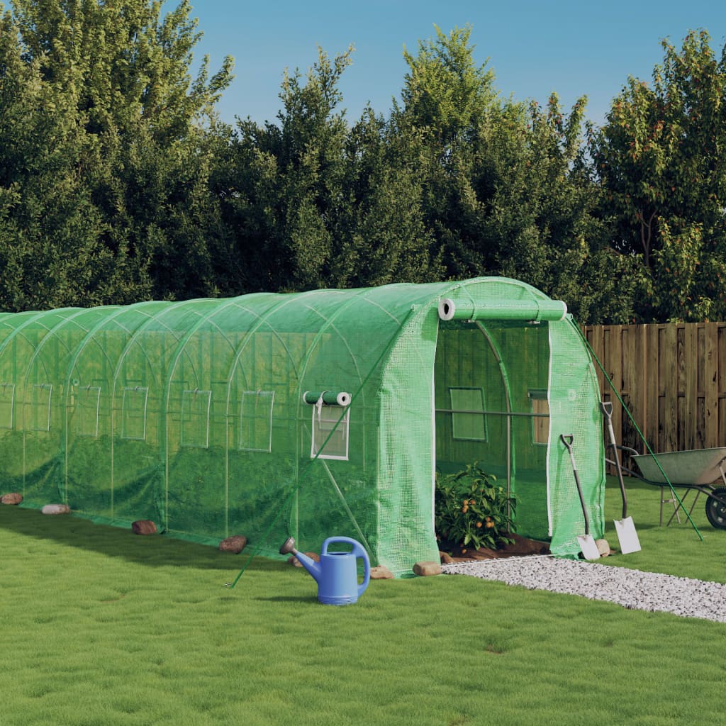 vidaXL Greenhouse with Steel Frame Green 28 m² 14x2x2 m