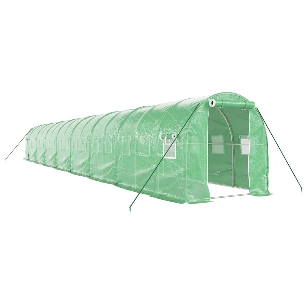 vidaXL Greenhouse with Steel Frame Green 32 m² 16x2x2 m