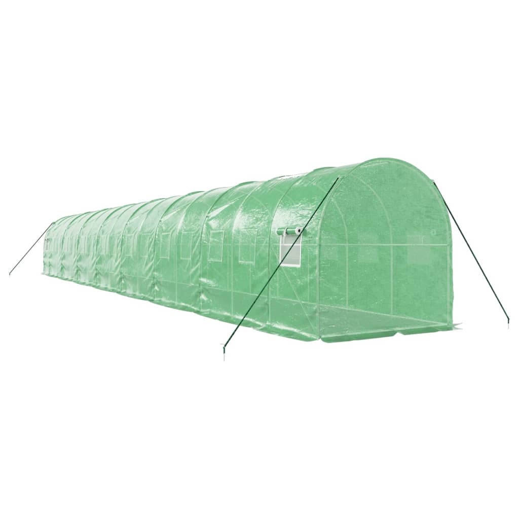 vidaXL Greenhouse with Steel Frame Green 32 m² 16x2x2 m