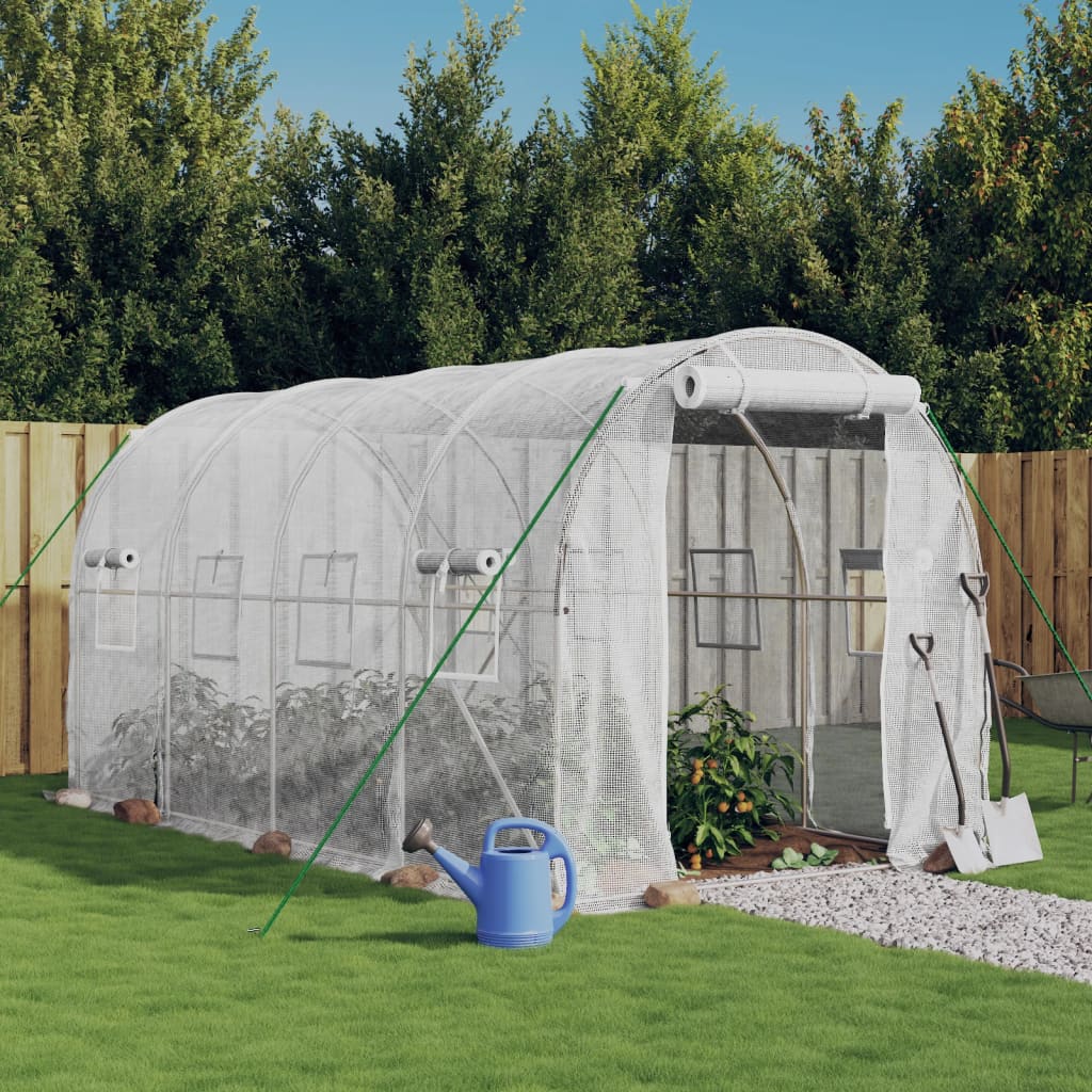 vidaXL Greenhouse with Steel Frame White 8 m² 4x2x2 m