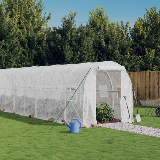 vidaXL Greenhouse with Steel Frame White 12 m² 6x2x2 m