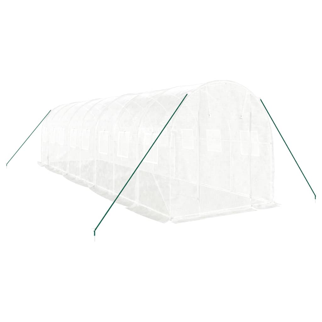 vidaXL Greenhouse with Steel Frame White 16 m² 8x2x2 m