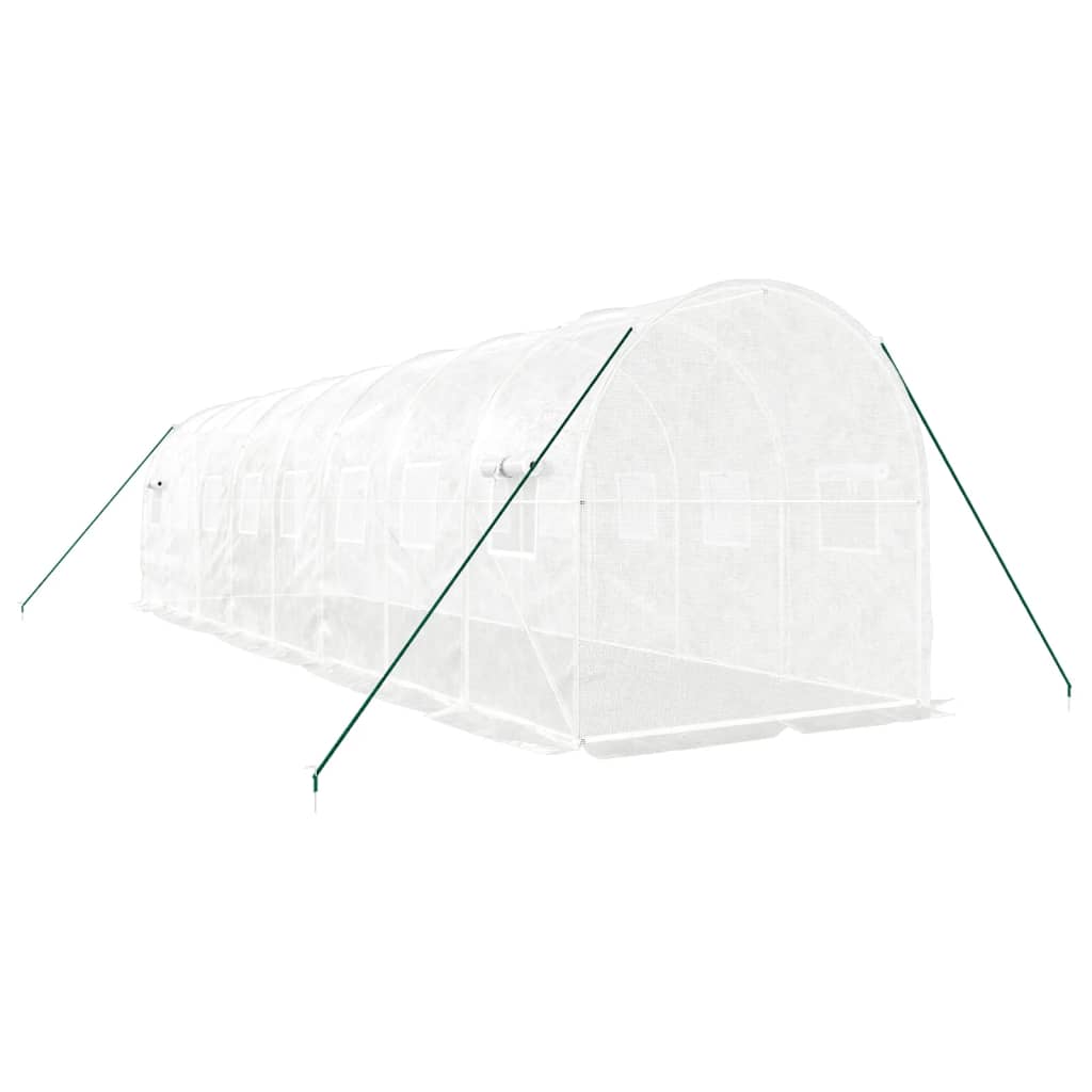 vidaXL Greenhouse with Steel Frame White 16 m² 8x2x2 m