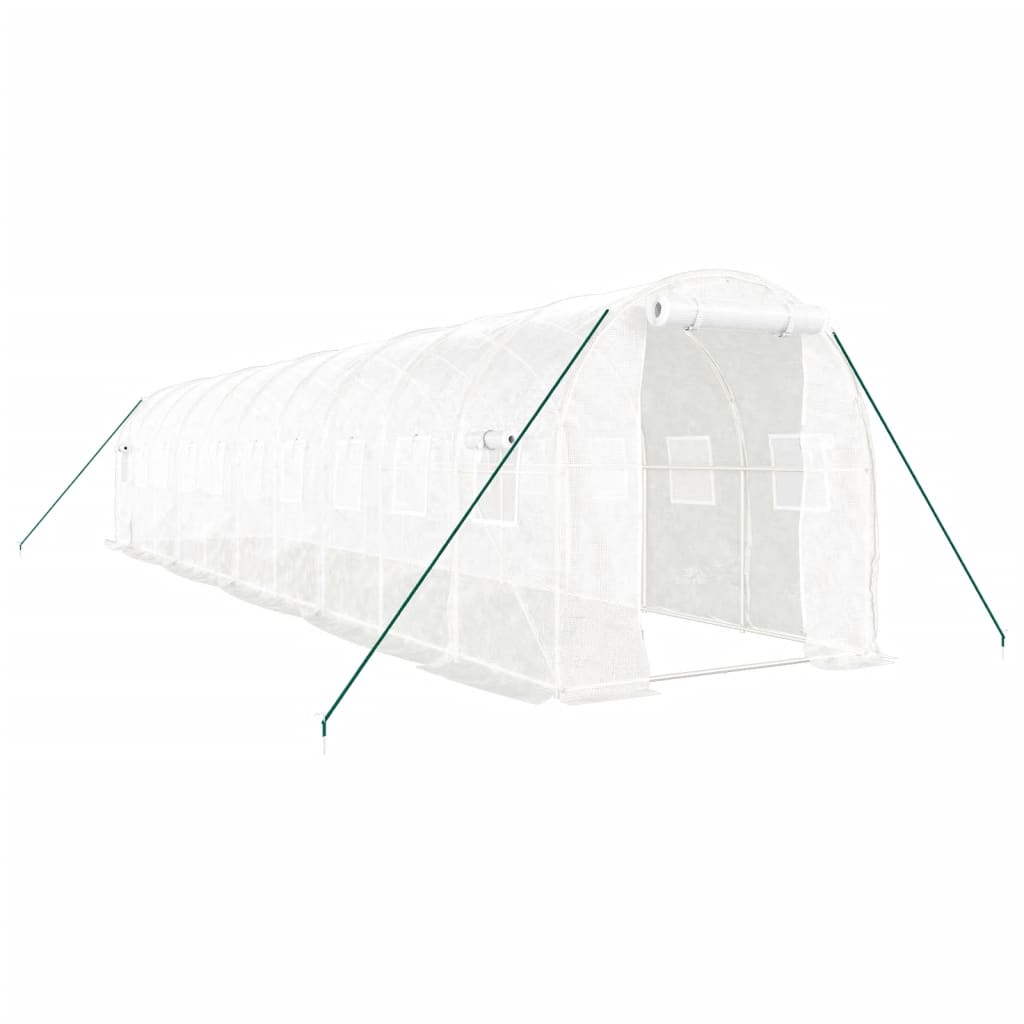 vidaXL Greenhouse with Steel Frame White 20 m² 10x2x2 m