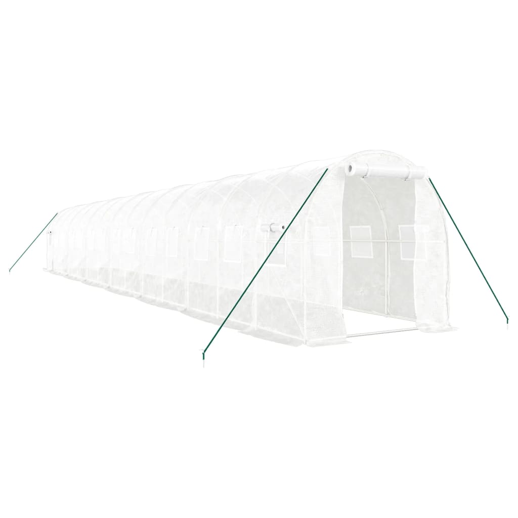 vidaXL Greenhouse with Steel Frame White 28 m² 14x2x2 m