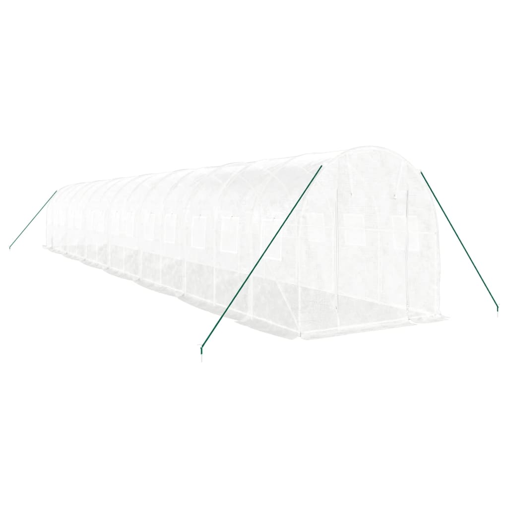 vidaXL Greenhouse with Steel Frame White 28 m² 14x2x2 m