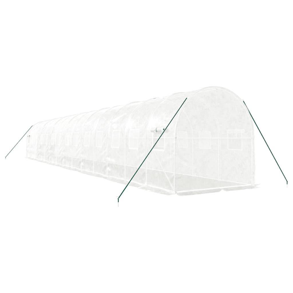 vidaXL Greenhouse with Steel Frame White 28 m² 14x2x2 m