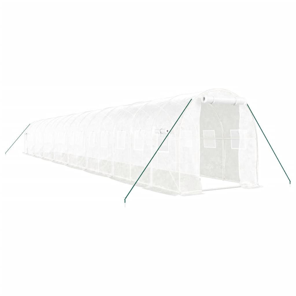 vidaXL Greenhouse with Steel Frame White 32 m² 16x2x2 m