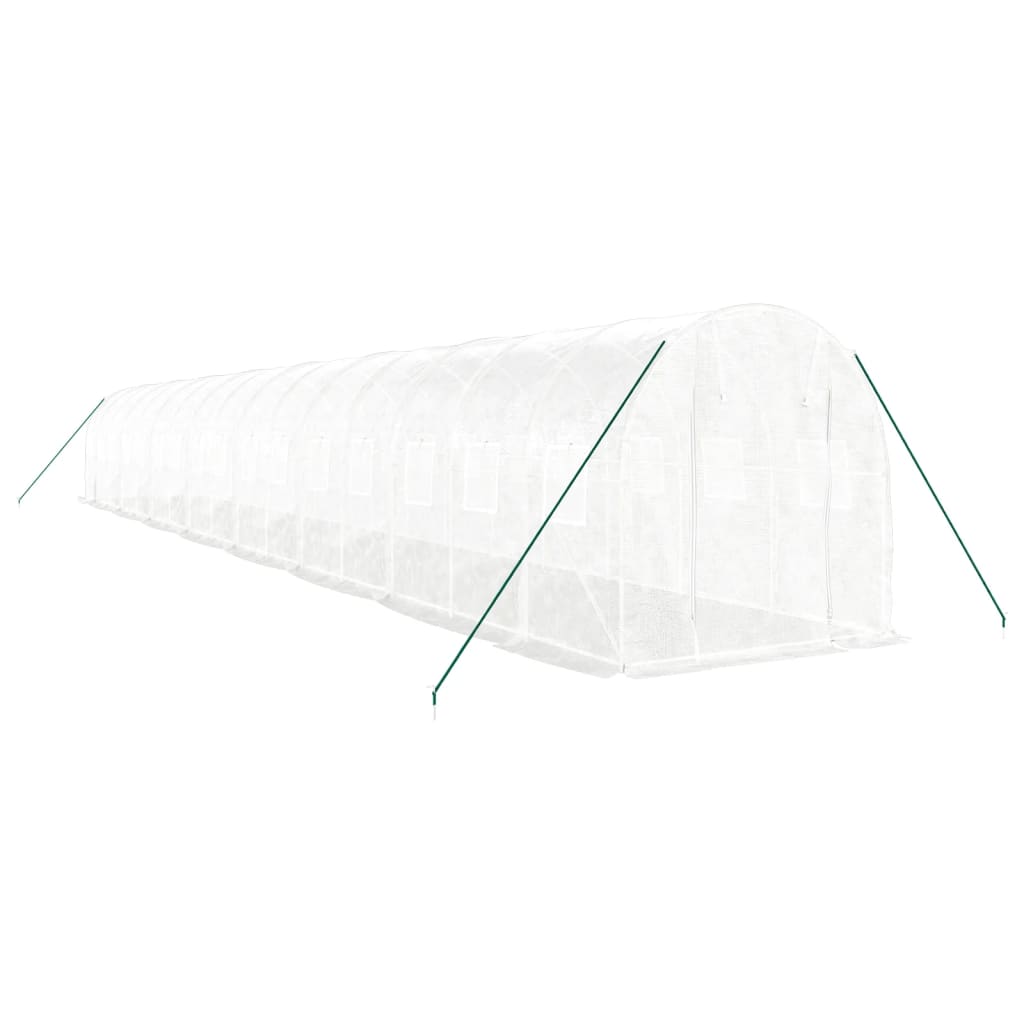 vidaXL Greenhouse with Steel Frame White 32 m² 16x2x2 m