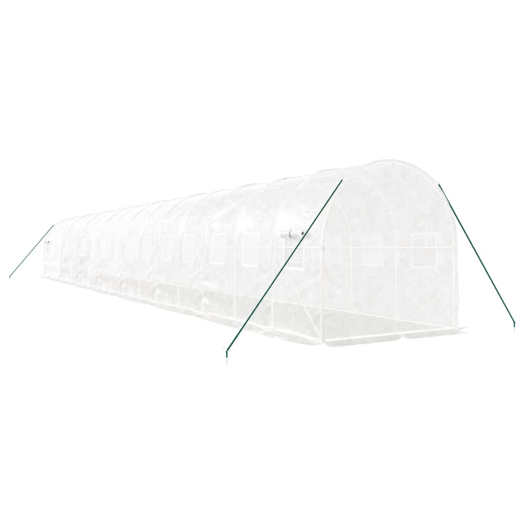 vidaXL Greenhouse with Steel Frame White 32 m² 16x2x2 m