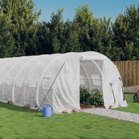 vidaXL Greenhouse with Steel Frame White 18 m² 6x3x2 m