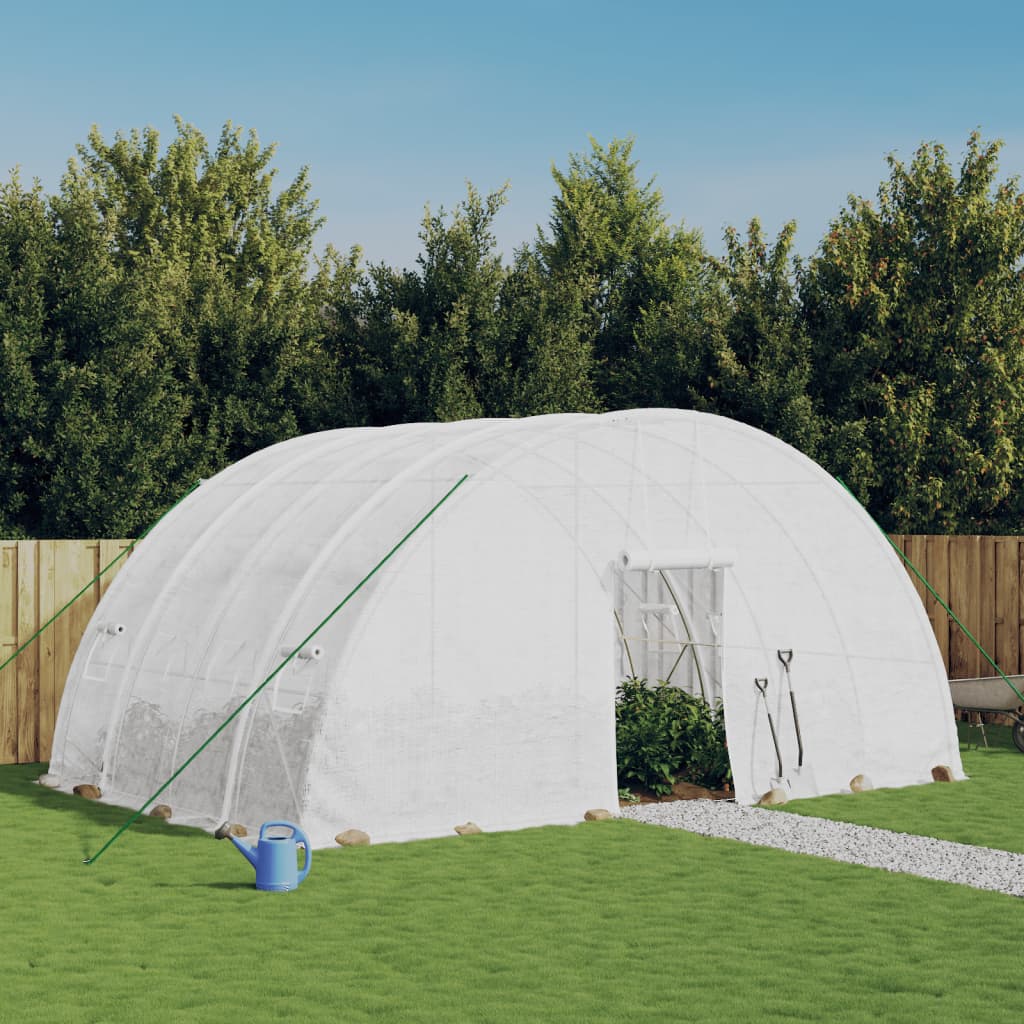 vidaXL Greenhouse with Steel Frame White 24 m² 6x4x2.85 m