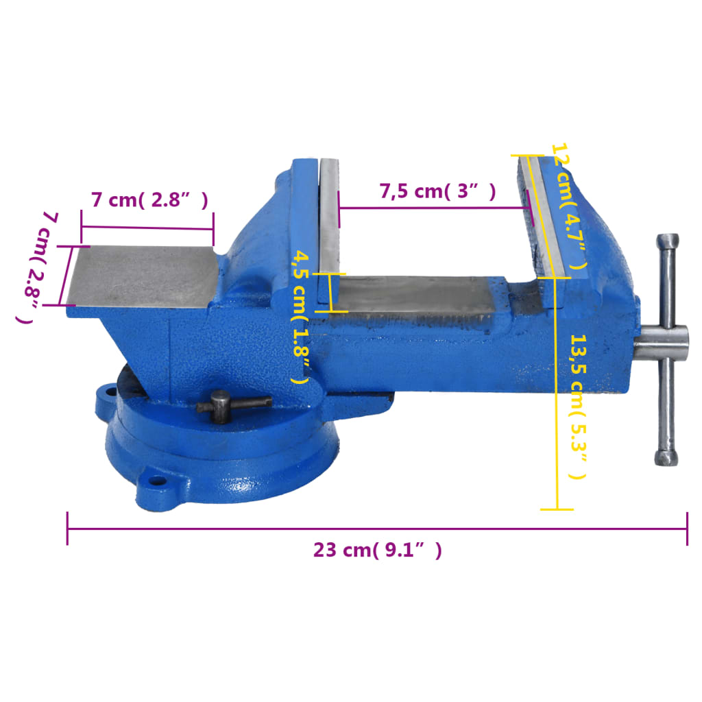 vidaXL Bench Vise Blue 100 mm Cast Iron