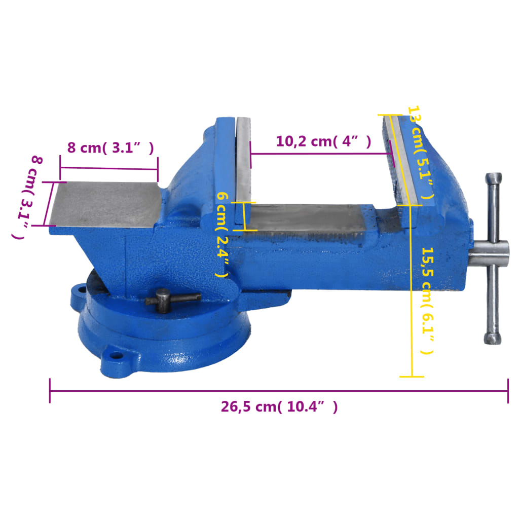 vidaXL Bench Vise Blue 125 mm Cast Iron