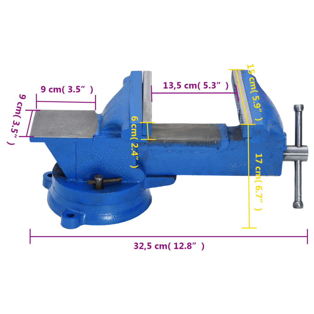 vidaXL Bench Vise Blue 150 mm Cast Iron