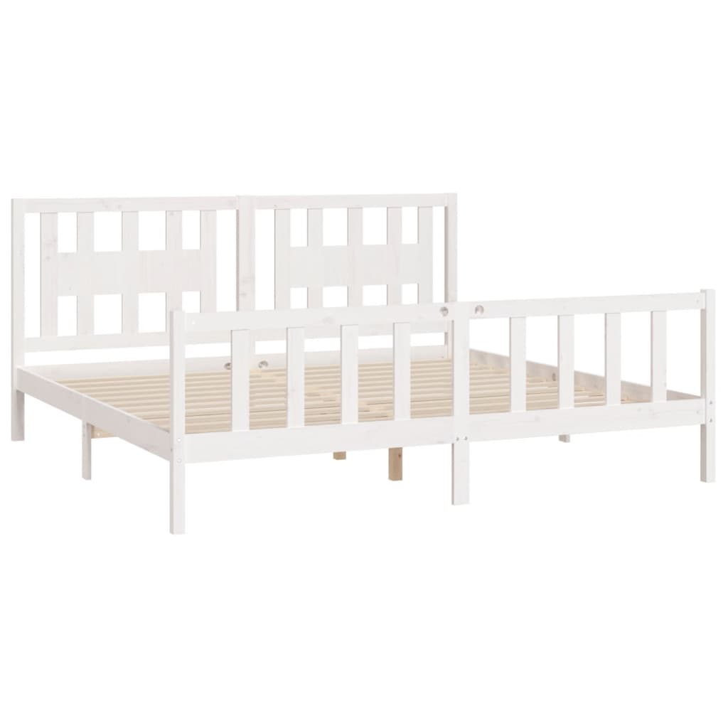 vidaXL Bed Frame without Mattress White Solid Wood Pine Super King Size