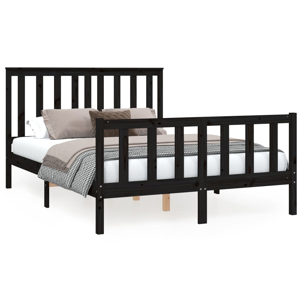 vidaXL Bed Frame without Mattress Black 140x200 cm Solid Wood Pine