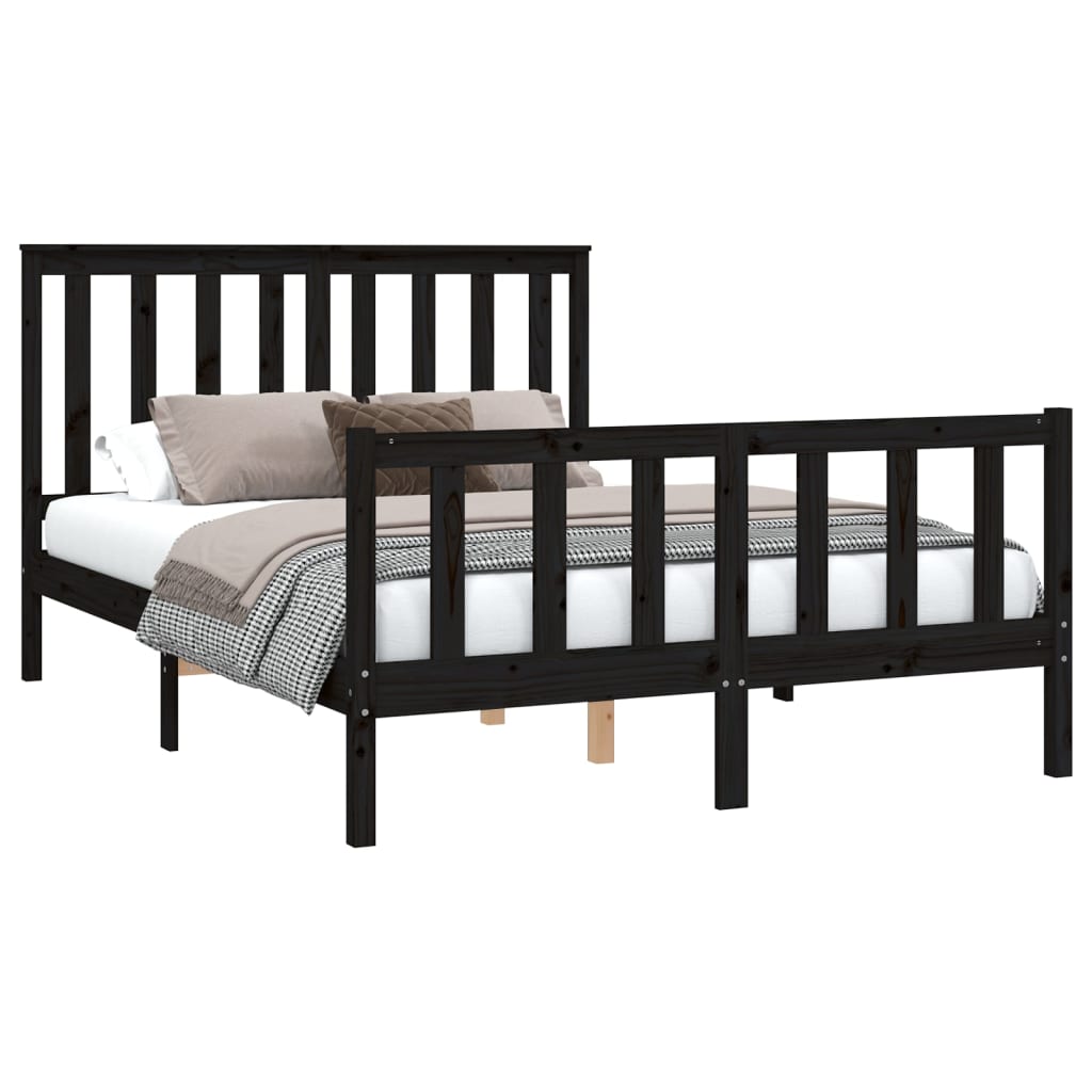 vidaXL Bed Frame without Mattress Black 140x200 cm Solid Wood Pine