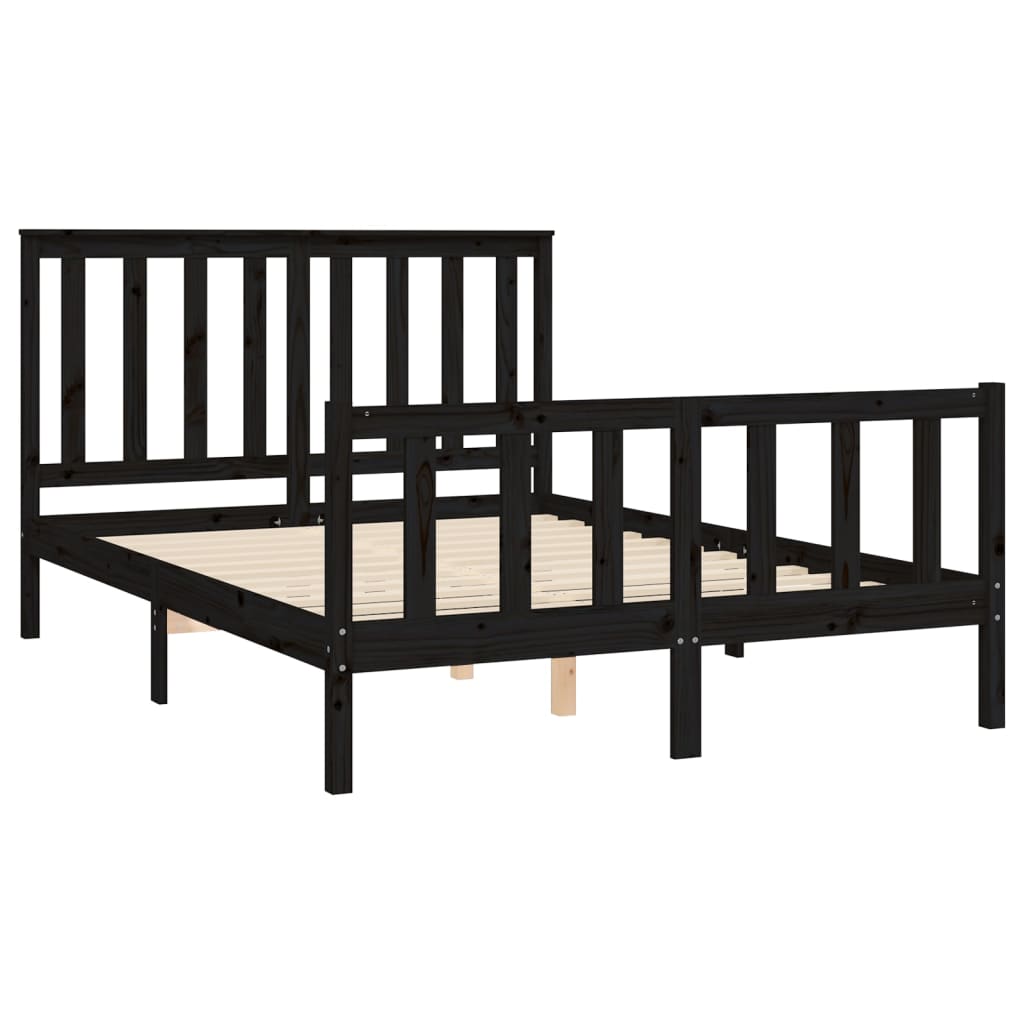 vidaXL Bed Frame without Mattress Black 140x200 cm Solid Wood Pine