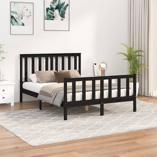 vidaXL Bed Frame without Mattress Black 140x200 cm Solid Wood Pine