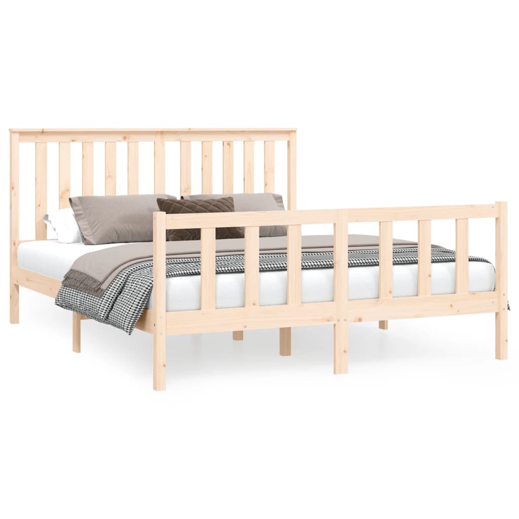 vidaXL Bed Frame without Mattress 150x200 cm King Size Solid Wood Pine King Size