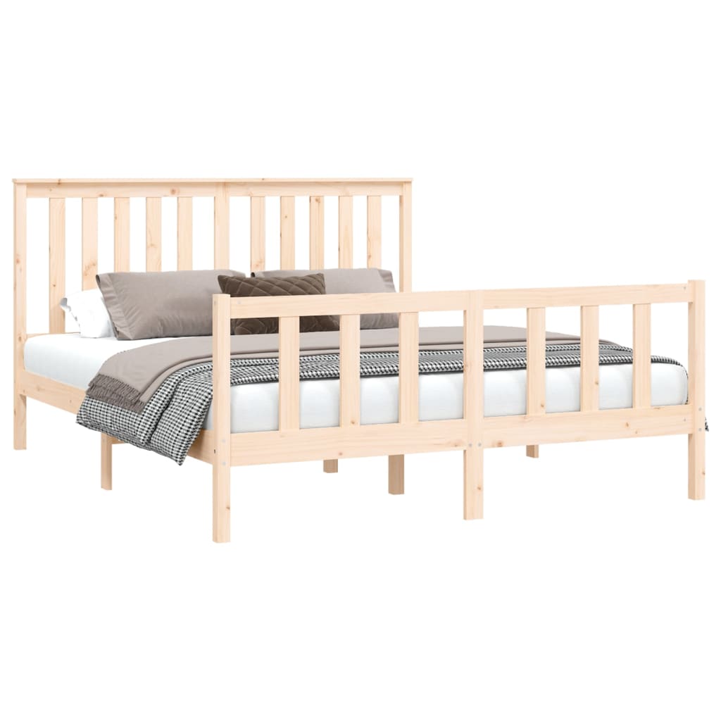 vidaXL Bed Frame without Mattress 150x200 cm King Size Solid Wood Pine King Size