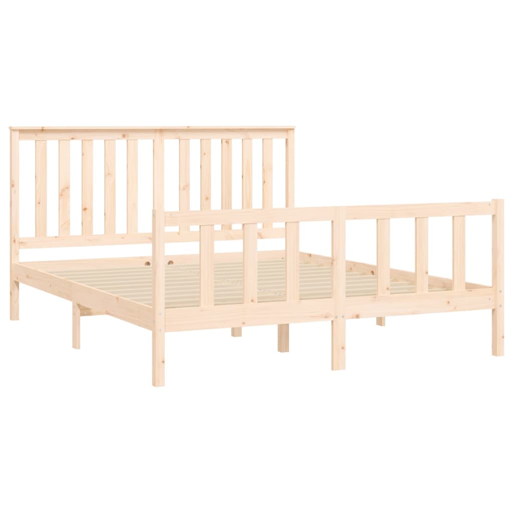 vidaXL Bed Frame without Mattress 150x200 cm King Size Solid Wood Pine King Size