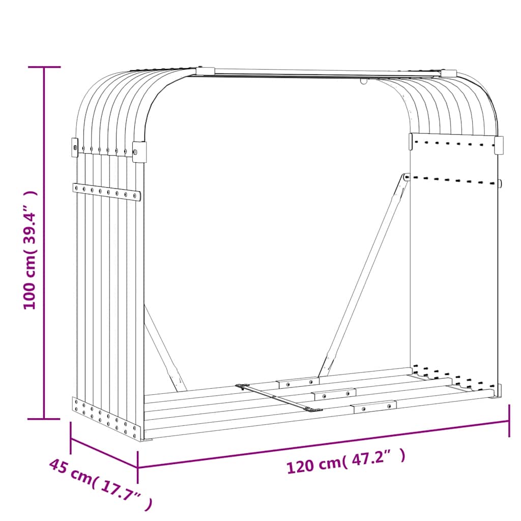 Log Holder Light Grey 120x45x100 cm Galvanised Steel