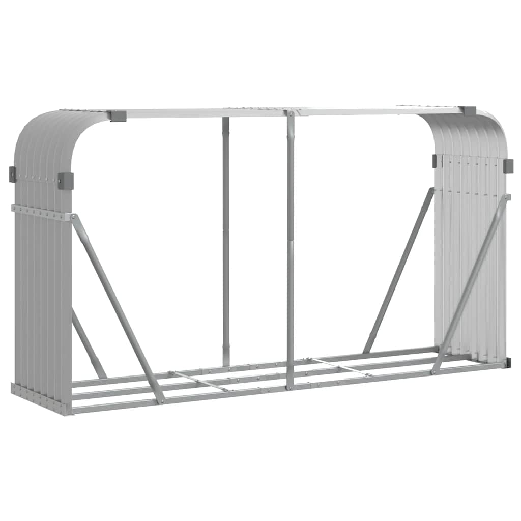 Log Holder Light Grey 180x45x100 cm Galvanised Steel